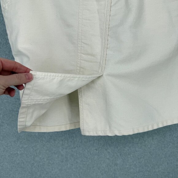 Loft Womens Linen Blend Pencil Skirt Size 8 Cream Asymmetrical Coastal Casual - Picture 5 of 11